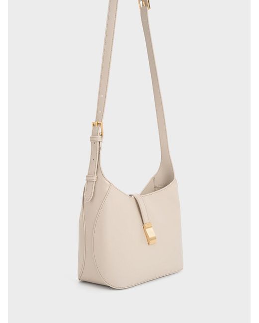 Charles & Keith White Wisteria Belted Shoulder Bag