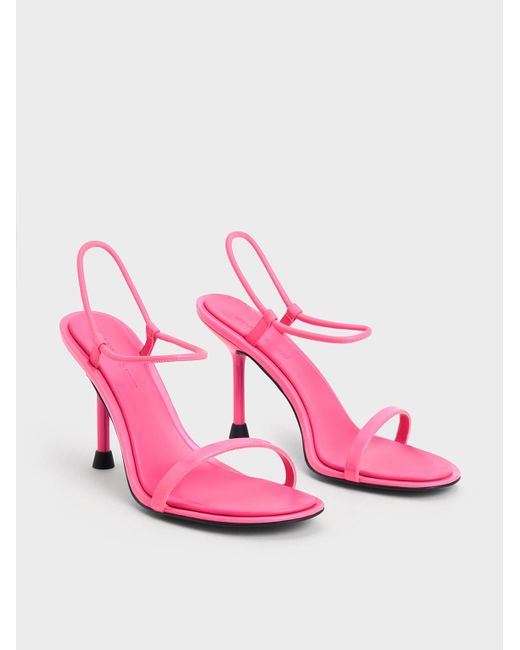 Charles & Keith Pink Stiletto-heel Ankle-strap Pumps