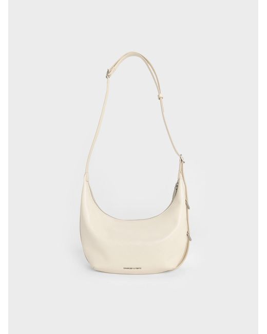 Charles & Keith White Bryna Curved Hobo Bag