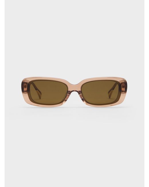 Charles & Keith Natural Aubrey Rectangular Sunglasses