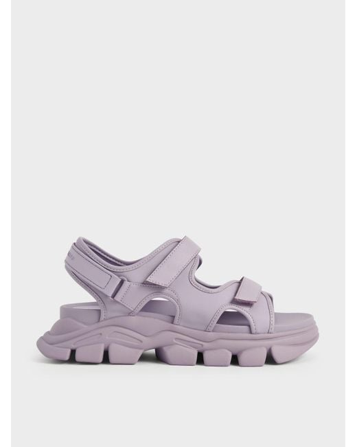 Charles & Keith Purple Chunky Sports Sandals
