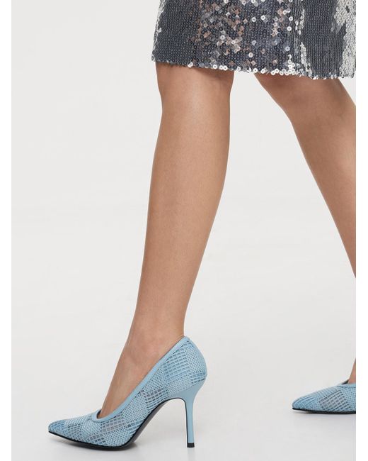 Charles & Keith Blue Mesh Woven Pointed-toe Pumps