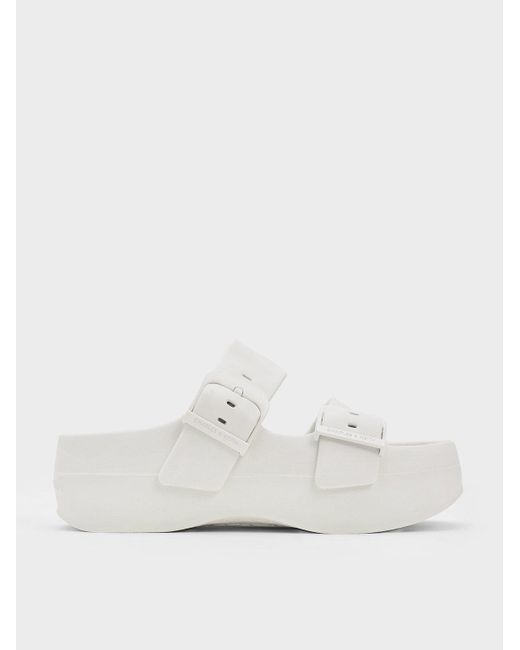 Charles & Keith White Bunsy Double-strap Sports Sandals