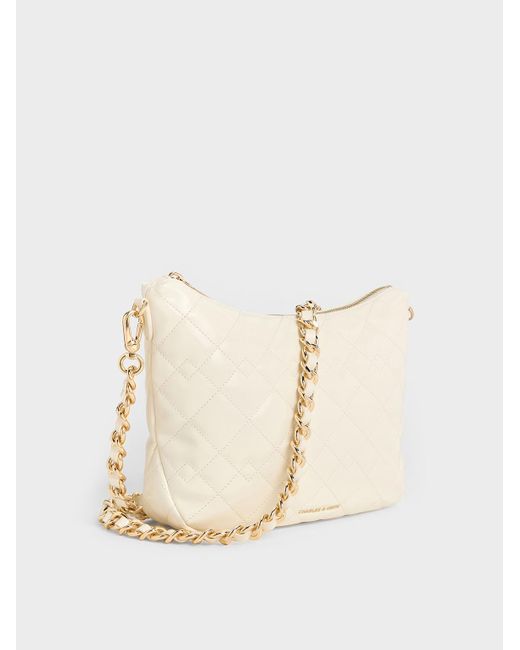 Charles & Keith Natural Duo Quilted Slouchy Hobo Bag