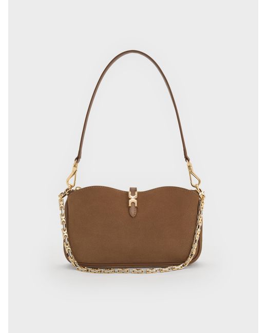 Charles & Keith White Adalyn Chain Shoulder Bag