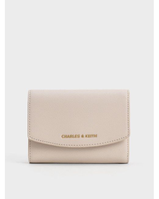 Charles & Keith Natural Curved Front Flap Wallet