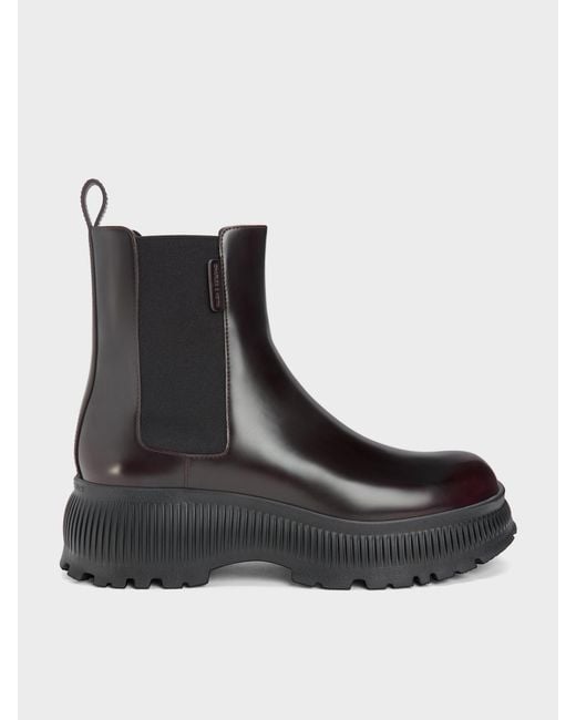 Charles & Keith Black Darra Ridged-Sole Ankle Boots