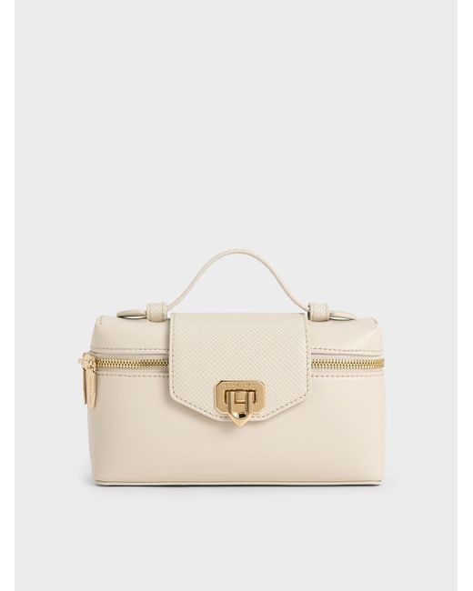 Charles & Keith Natural Arwen Top Handle Vanity Bag