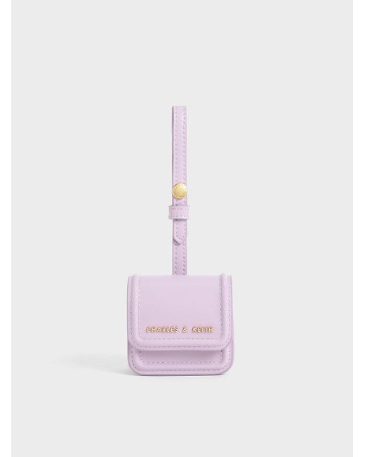 Charles & Keith Pink Stitch-trim Airpods Pouch
