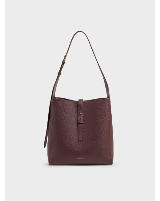 Charles & Keith Purple Beryl Belted Hobo Bag