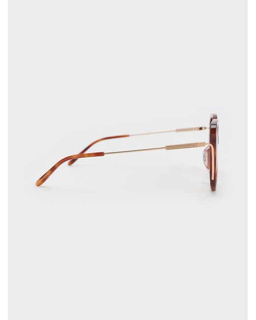 Charles & Keith Natural Recycled Acetate Tortoiseshell-frame Butterfly Sunglasses