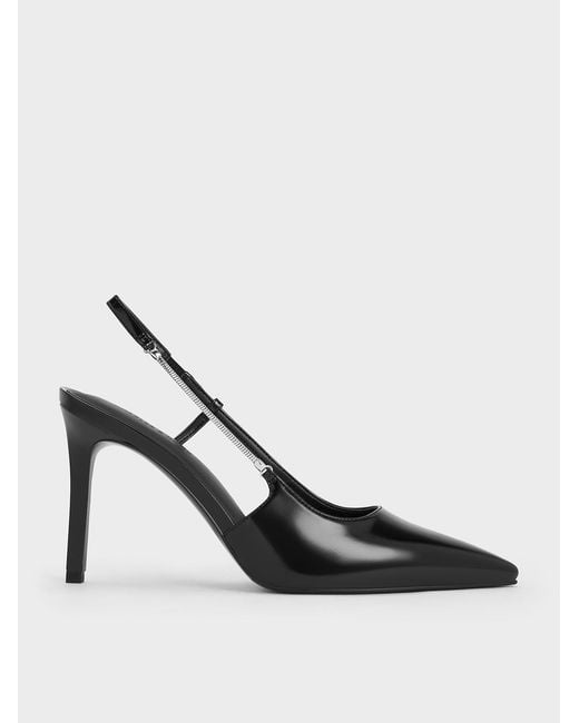Charles & Keith Multicolor Chain-Strap Pointed-Toe Slingback Pumps