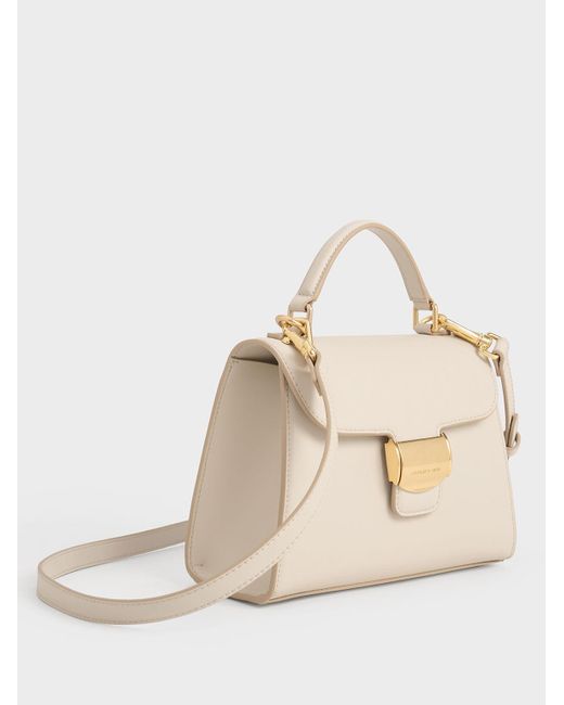 Charles & Keith Natural Violetta Trapeze Top Handle Bag