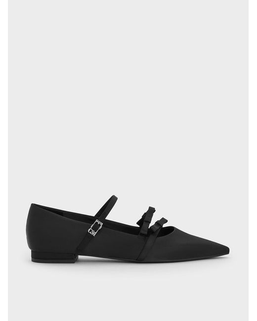 Charles & Keith Black Jessy Bow Pointed Flats