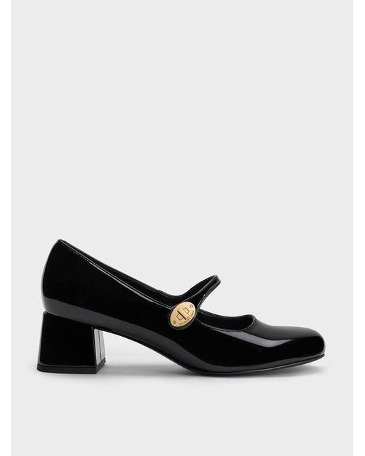 Charles & Keith Black Hettie Patent Mary Jane Pumps