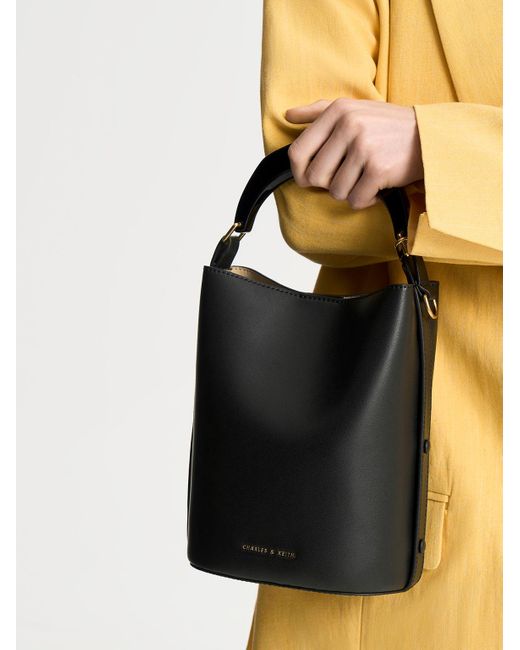 Charles & Keith Marlin Acrylic Handle Bucket Bag in Black Lyst