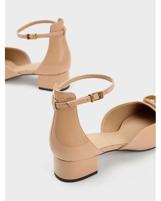 Charles & Keith Natural Gabine Patent Leather D'orsay Pumps