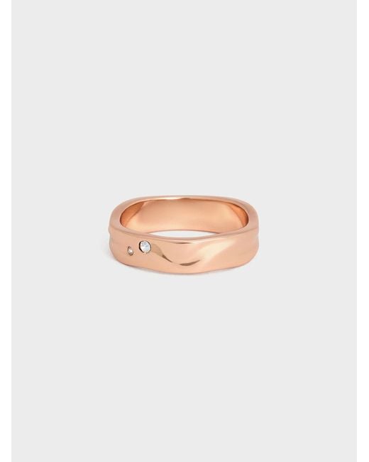 Charles & Keith White Ottilie Crystal Sculptural Ring