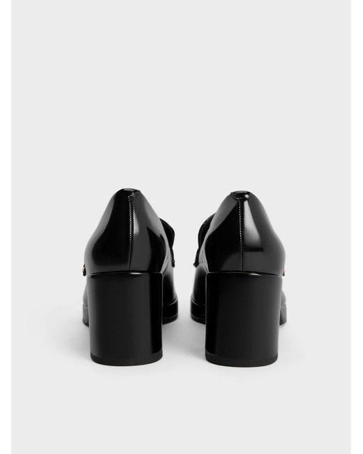 Charles & Keith Black Metallic Accent Loafer Pumps