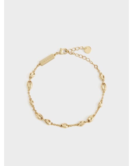 Charles & Keith White Donora Sculptural-Bead Chain Bracelet