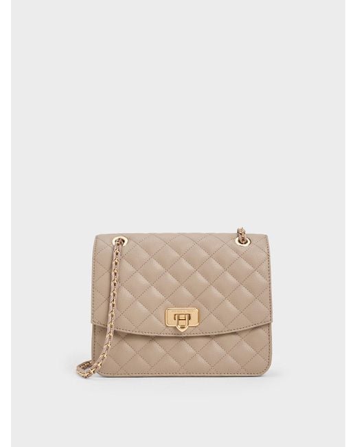 Charles & Keith Cressida Quilted Chain Strap Bag in Natural Lyst