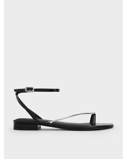 Charles & Keith White Chain-Strap Toe-Ring Sandals