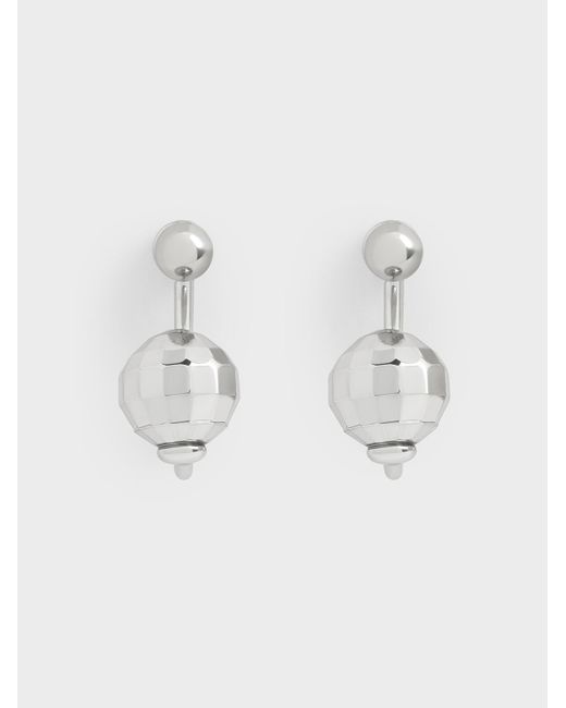 Charles & Keith Metallic Disco Ball Stud Jacket Earrings
