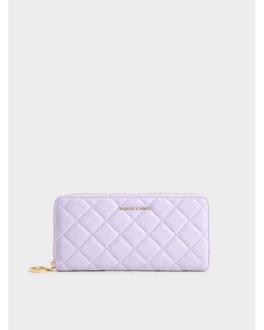 Charles & Keith Purple Cressida Quilted Long Wallet
