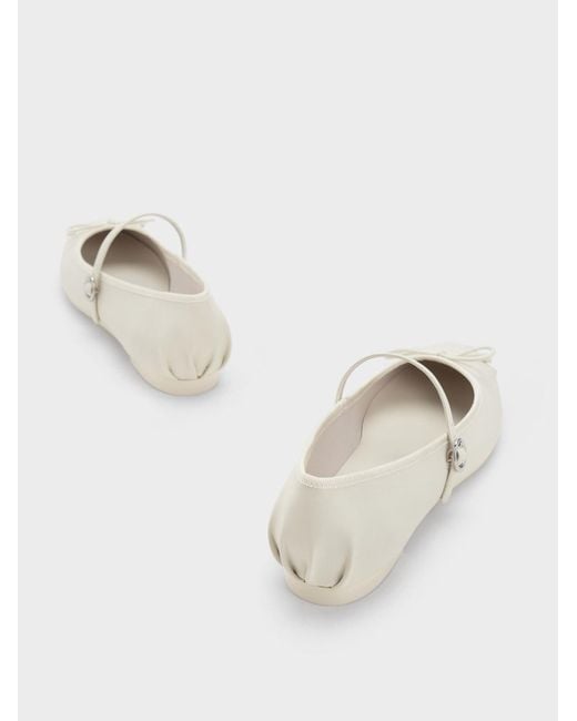 Charles & Keith Natural Emiko Bow Mary Jane Flats
