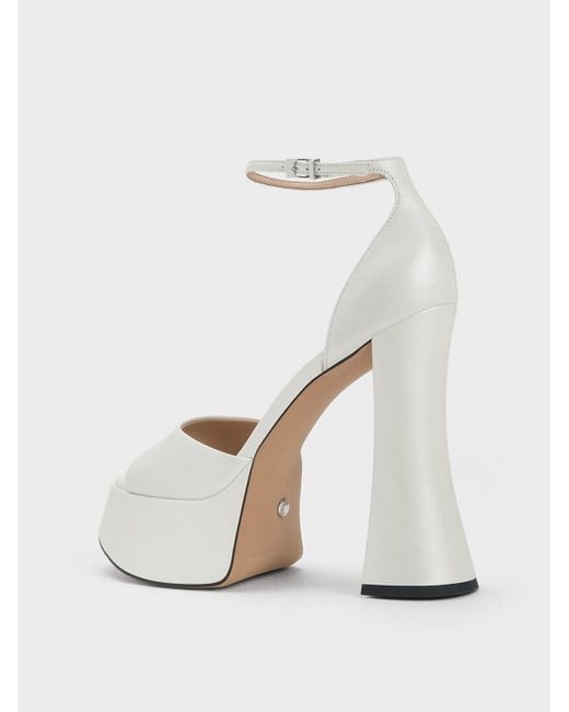 Charles & Keith White Michelle Leather Platform Sandals