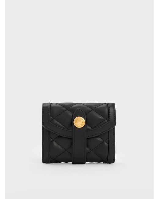 Charles & Keith White Este Quilted Belted Small Wallet