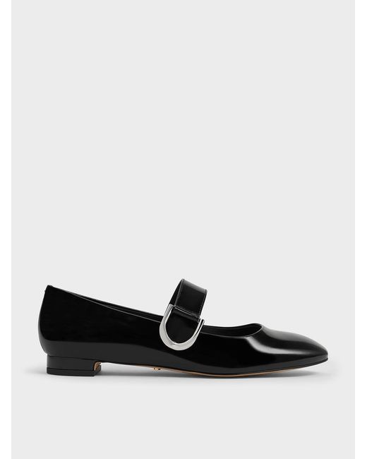 Charles & Keith Black Gabine Leather Mary Janes