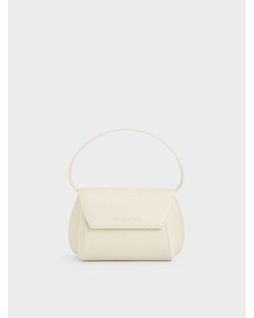 Charles & Keith Natural Mini Cassiopeia Front Flap Bag