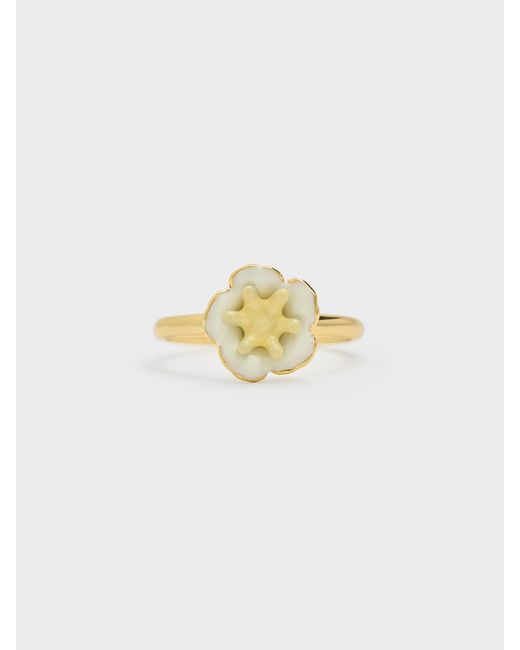 Charles & Keith White Francie Flower Ring