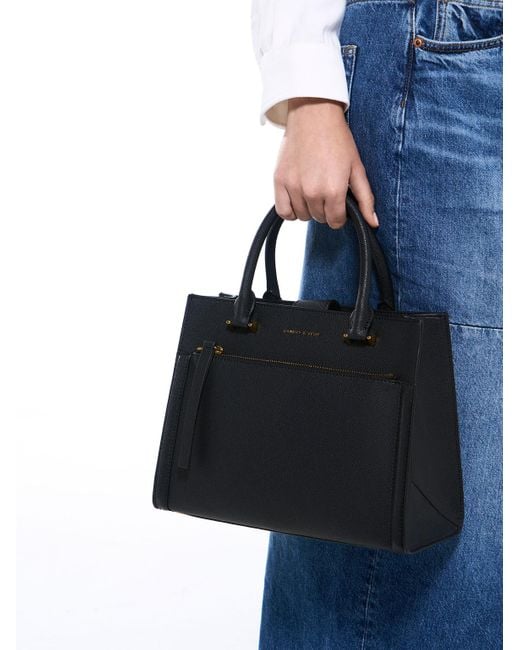 Charles & Keith Black Anwen Structured Tote Bag