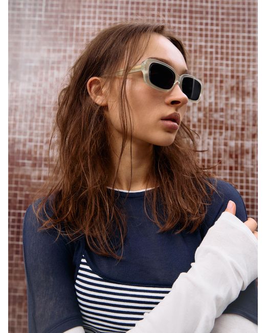 Charles & Keith Gray Aubrey Rectangular Sunglasses