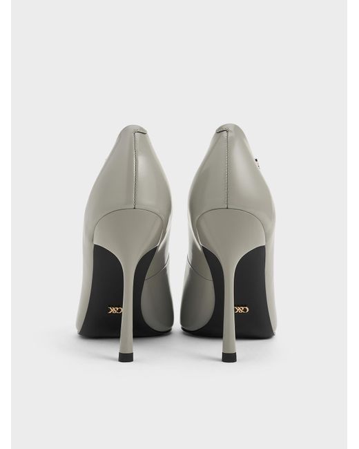 Charles & Keith White Kyra Leather Pointed-toe Pumps