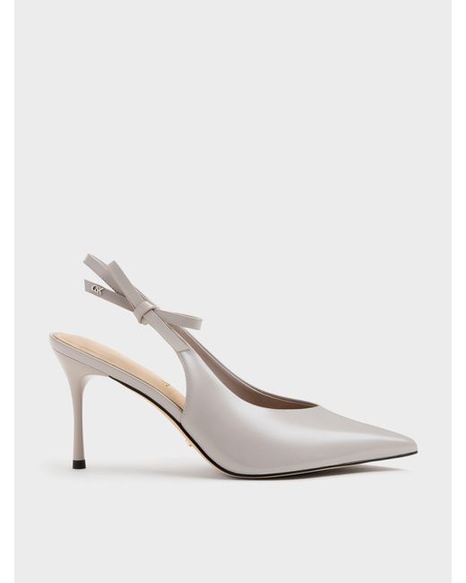 Charles & Keith White Anastasia Leather Slingback Pumps
