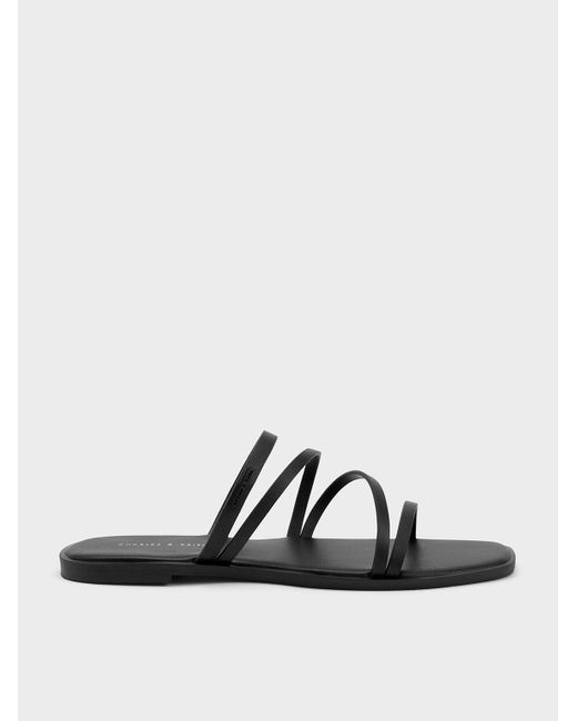 Charles & Keith Black Lliana Strappy Slide Sandals