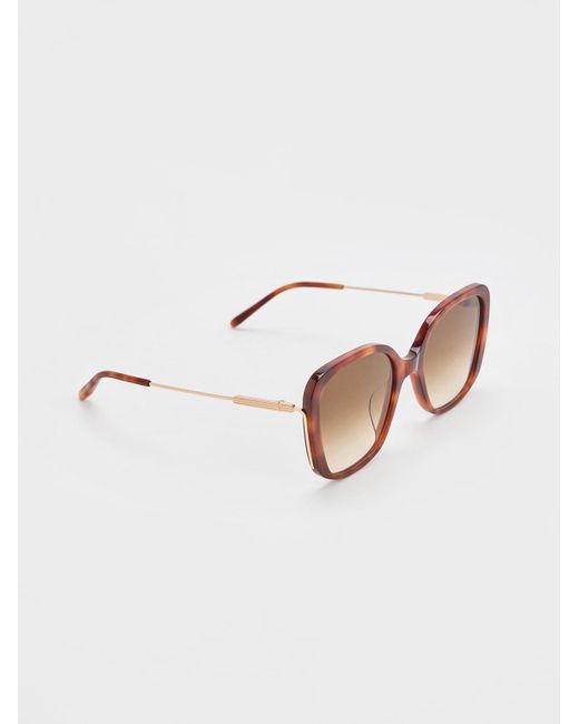 Charles & Keith Natural Recycled Acetate Tortoiseshell-frame Butterfly Sunglasses