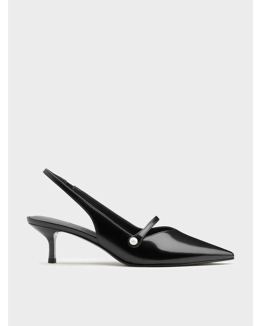 Charles & Keith Multicolor Helena Pearl Slingback Kitten Heels