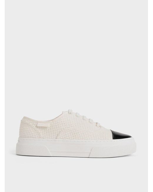 Charles & Keith Natural Joshi Textured Two-tone Sneakers