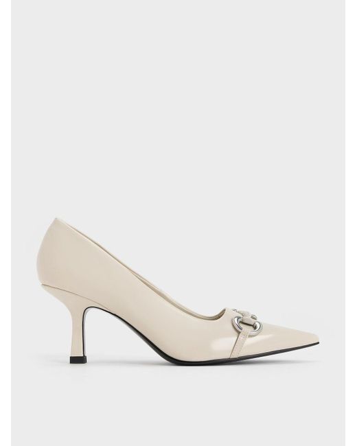 Charles & Keith Natural Metallic Accent Pointed-toe Pumps