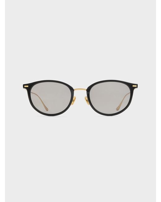Charles & Keith Black Minnow Metal-Rim Round Sunglasses