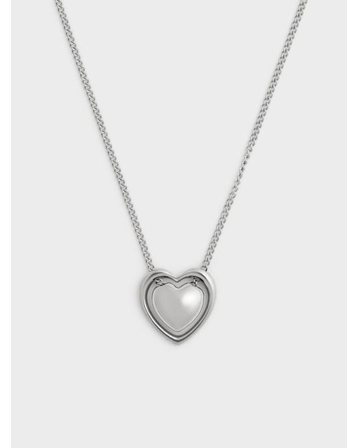 Charles & Keith White Annalise Heart Necklace