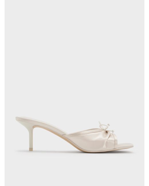 Charles & Keith Natural Sadira Satin Heeled Mules
