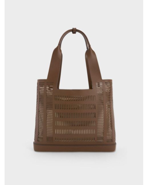 Charles & Keith Brown Delphi Cut-out Tote Bag
