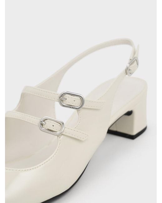 Charles & Keith White Double-strap Slingback Mary Jane Pumps