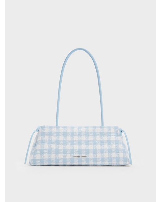 Charles & Keith Blue Hazel Gingham Bow Shoulder Bag