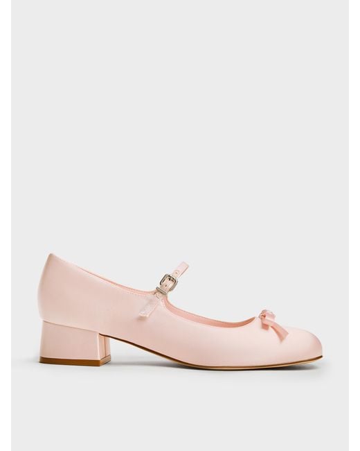 Charles & Keith Pink Kelis Rose-Bow Mary Jane Pumps